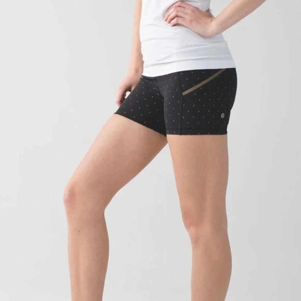 Lululemon REFLECTIVE What The Sport Short Night Gold Diamond Tight Side Pockets